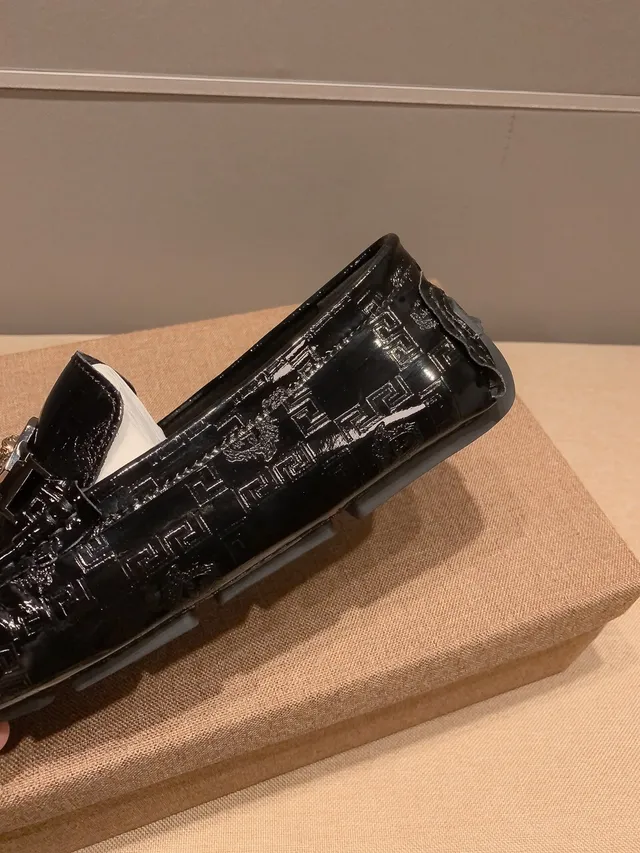Versace Chain Reaction Black Patent Leather Medusa Loafers 6