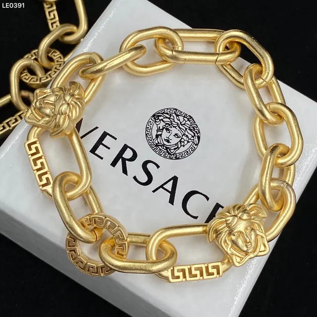 Versace Chain Reaction Dourado Cabeça de Medusa e Elos Greca Colar 4