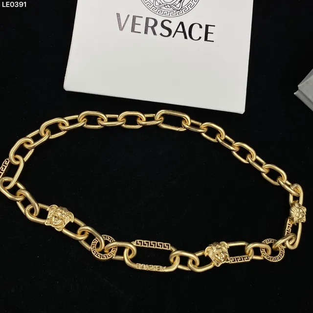 Versace Chain Reaction Dourado Cabeça de Medusa e Elos Greca Colar 5