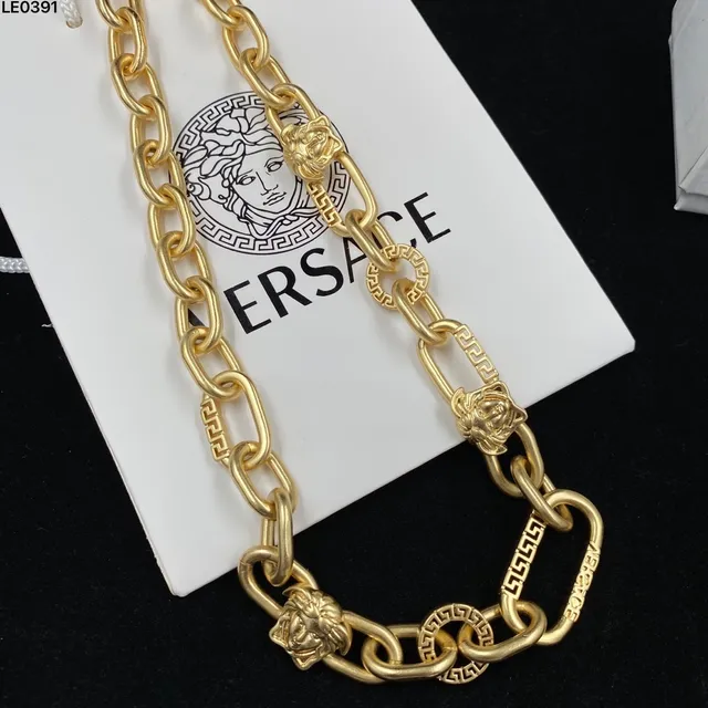 Versace Chain Reaction Dourado Cabeça de Medusa e Elos Greca Colar 6