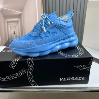 Versace Chain Reaction 单色蓝色厚底运动鞋