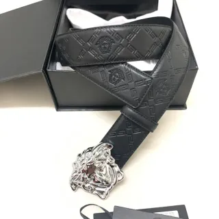 Versace Greca Medusa Cinto de Couro Preto