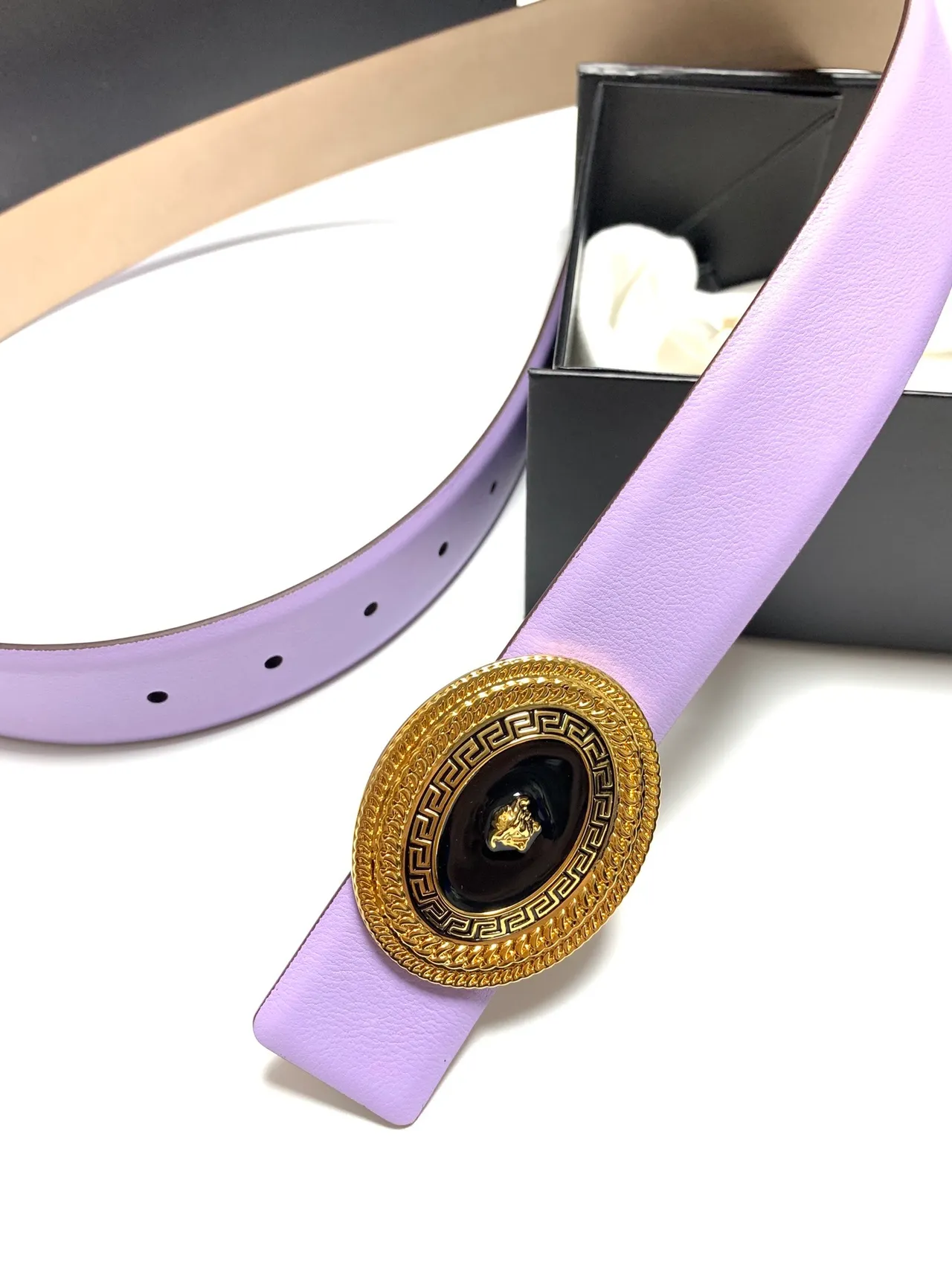 Versace Greca Medusa حزام جلد بنفسجي 3