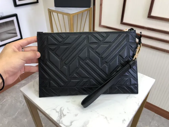 Versace Greca Odissea Black Quilted Medusa Wristlet 9