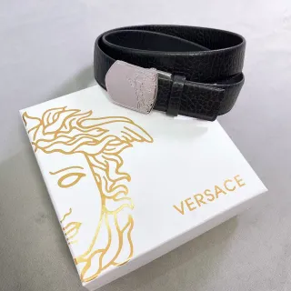 Versace Medusa Buckle Black Leather Belt