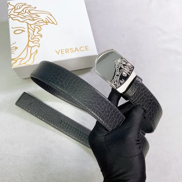 Versace Medusa Buckle কালো চামড়ার বেল্ট 3