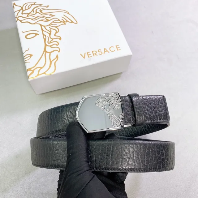 Versace Medusa Buckle কালো চামড়ার বেল্ট 5