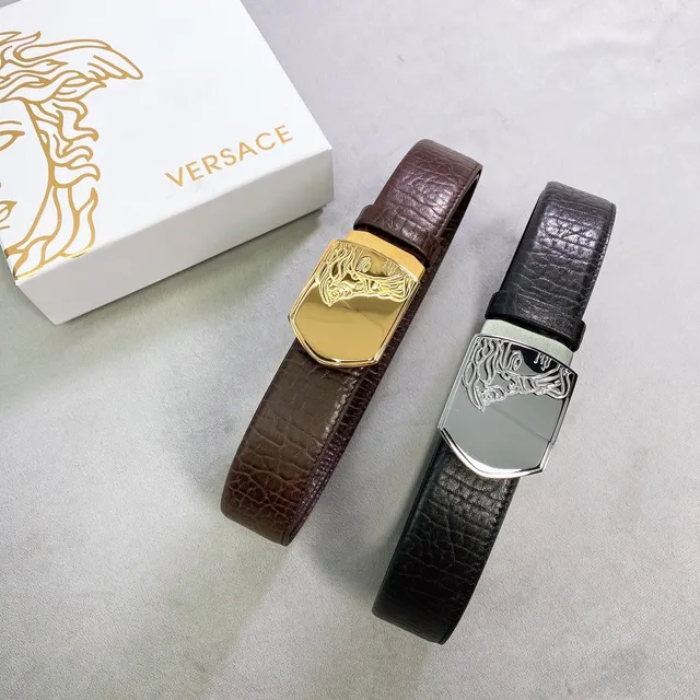 Versace Medusa Buckle কালো চামড়ার বেল্ট 6