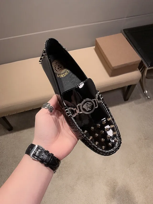 Versace Medusa Loafer Black Glossy Patent Leather Loafers 6