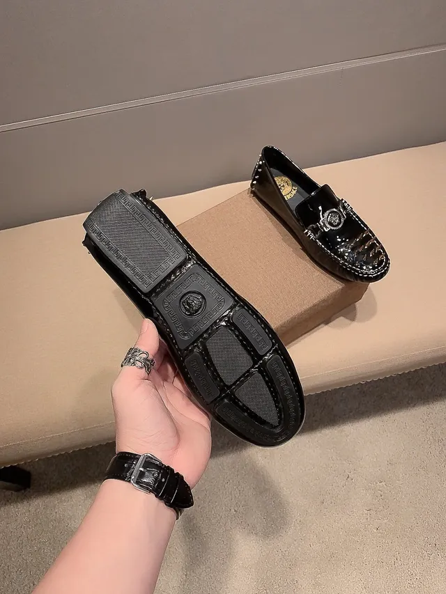 Versace Medusa Loafer Black Glossy Patent Leather Loafers 7