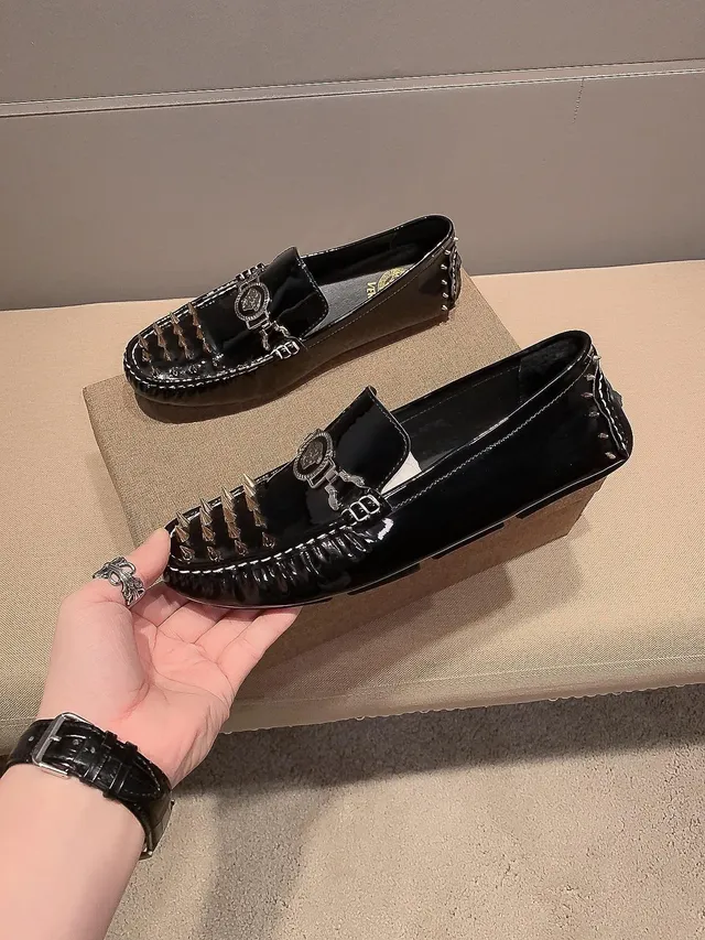 Versace Medusa Loafer Black Glossy Patent Leather Loafers 8