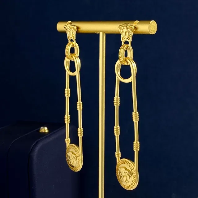 Versace Medusa 安全别针金色耳环 3