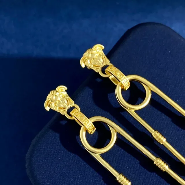 Versace Medusa 安全别针金色耳环 5