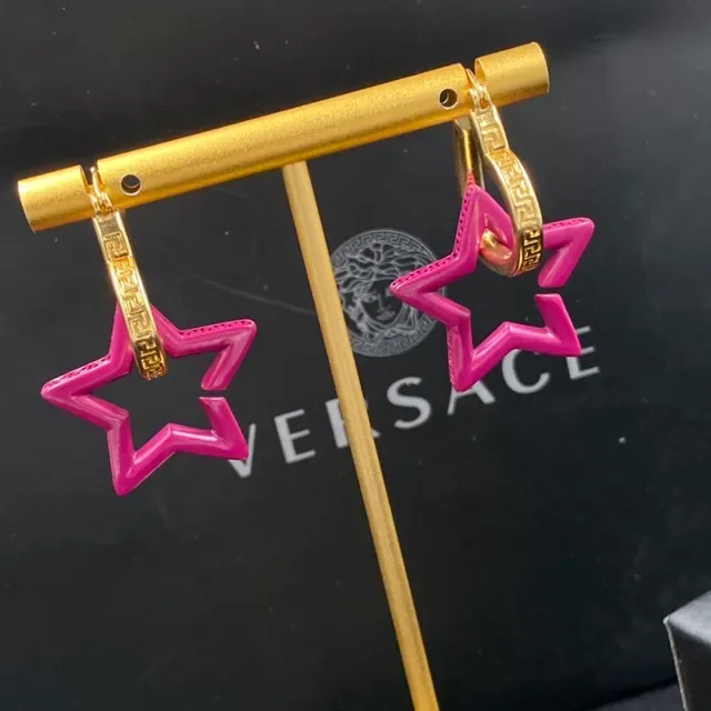 Versace 粉金心形搪瓷耳环 5