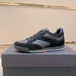 Ermenegildo Zegna काला और भूरा स्यूड लेदर लाइफस्टाइल स्नीकर