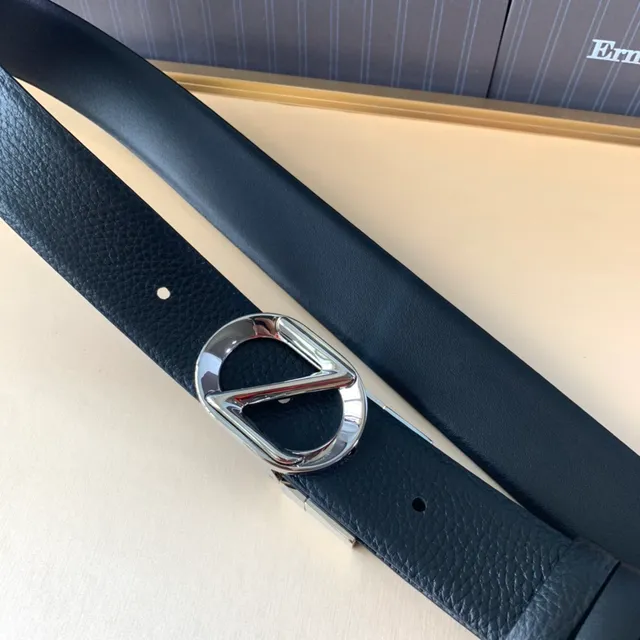 Zegna Preto Prateado Polido D-Ring Buckle Texturizado Keeper Tab Cinto de Couro 5