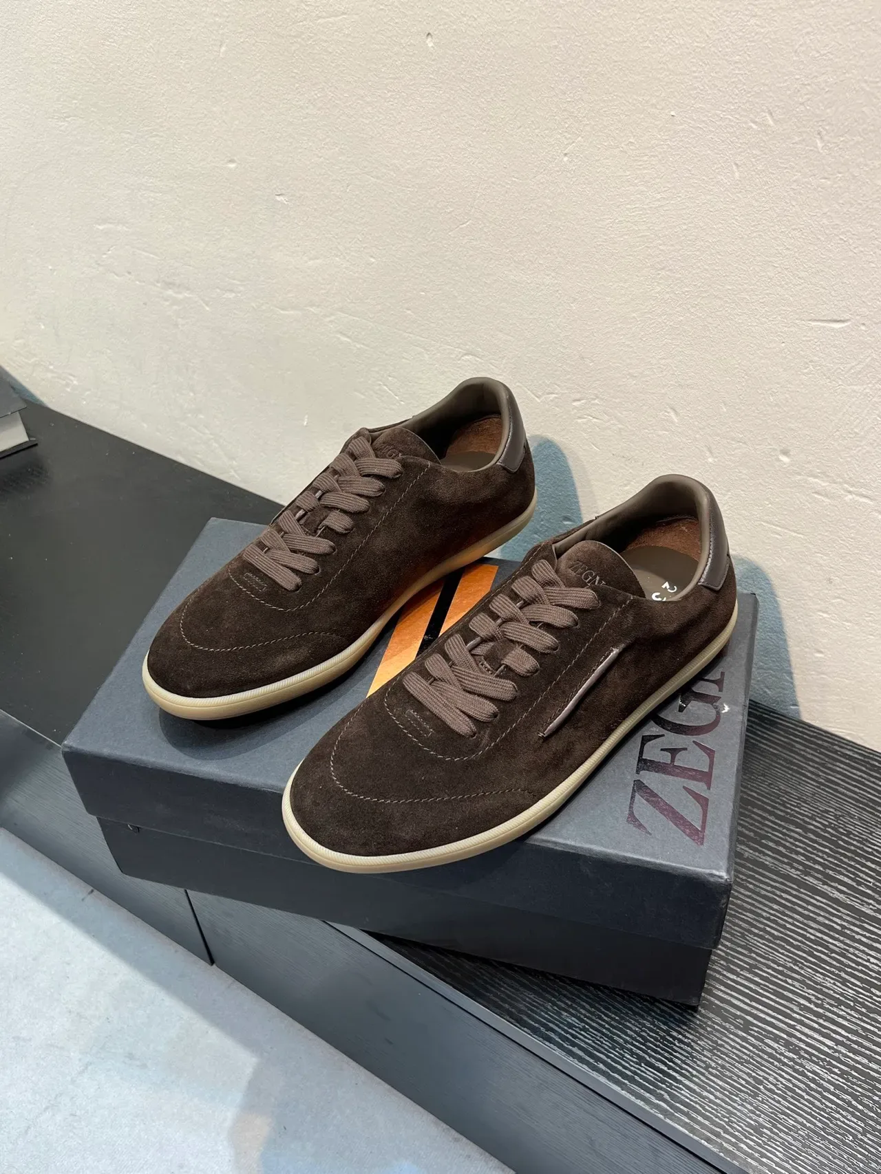 Zegna Brown Suede Low-Top Lifestyle Sneakers 3