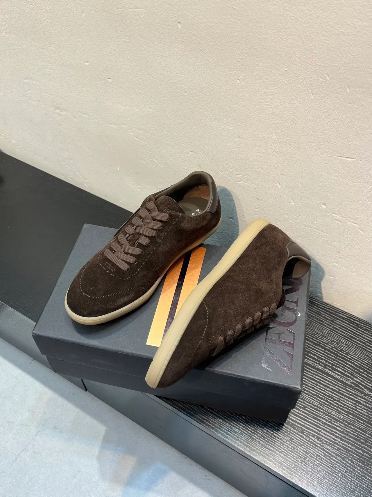 Zegna Brown Suede Low-Top Lifestyle Sneakers 4