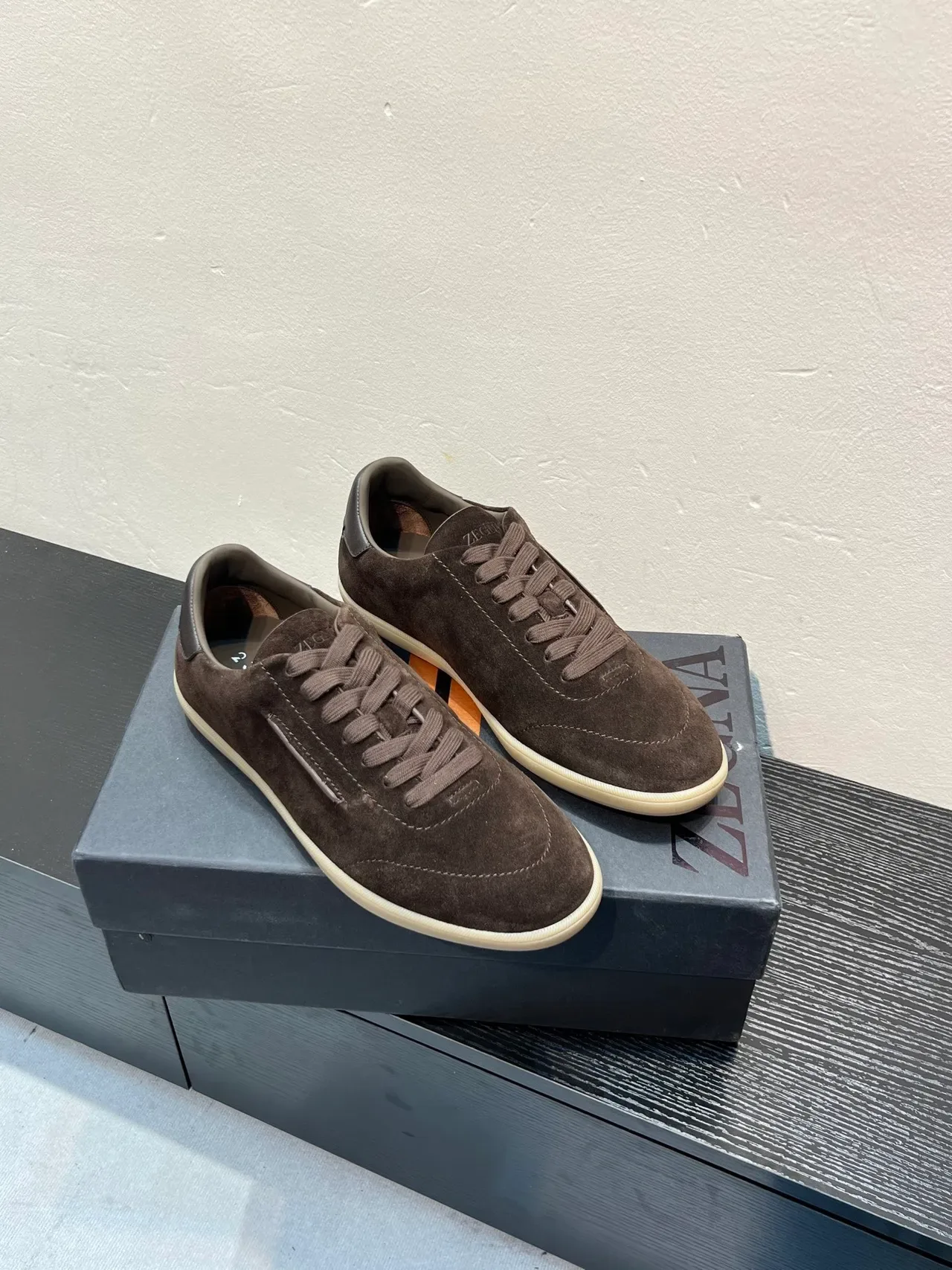 Zegna Brown Suede Low-Top Lifestyle Sneakers 5