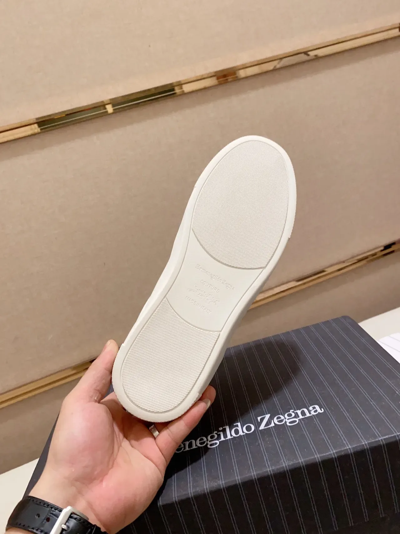 Zegna 两色皮革羊毛一脚穿运动鞋 3