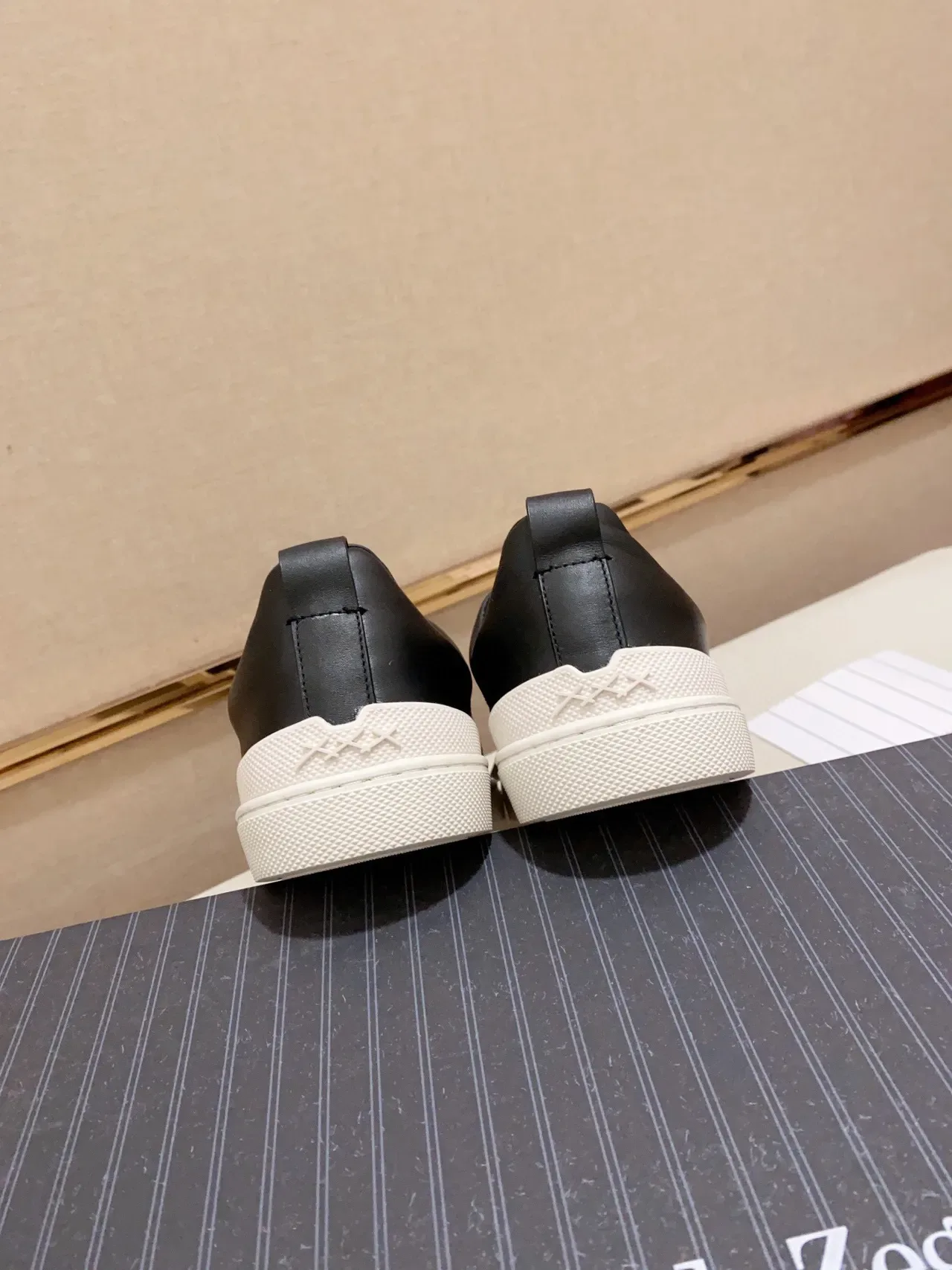 Zegna 两色皮革羊毛一脚穿运动鞋 4