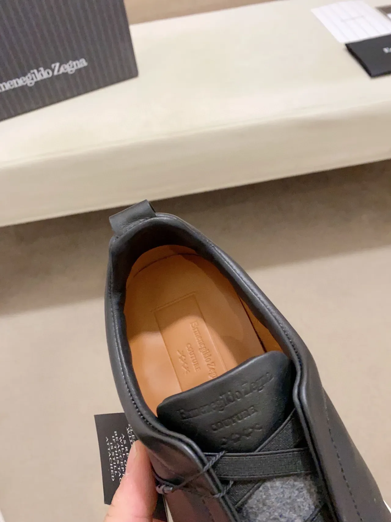 Zegna 两色皮革羊毛一脚穿运动鞋 6