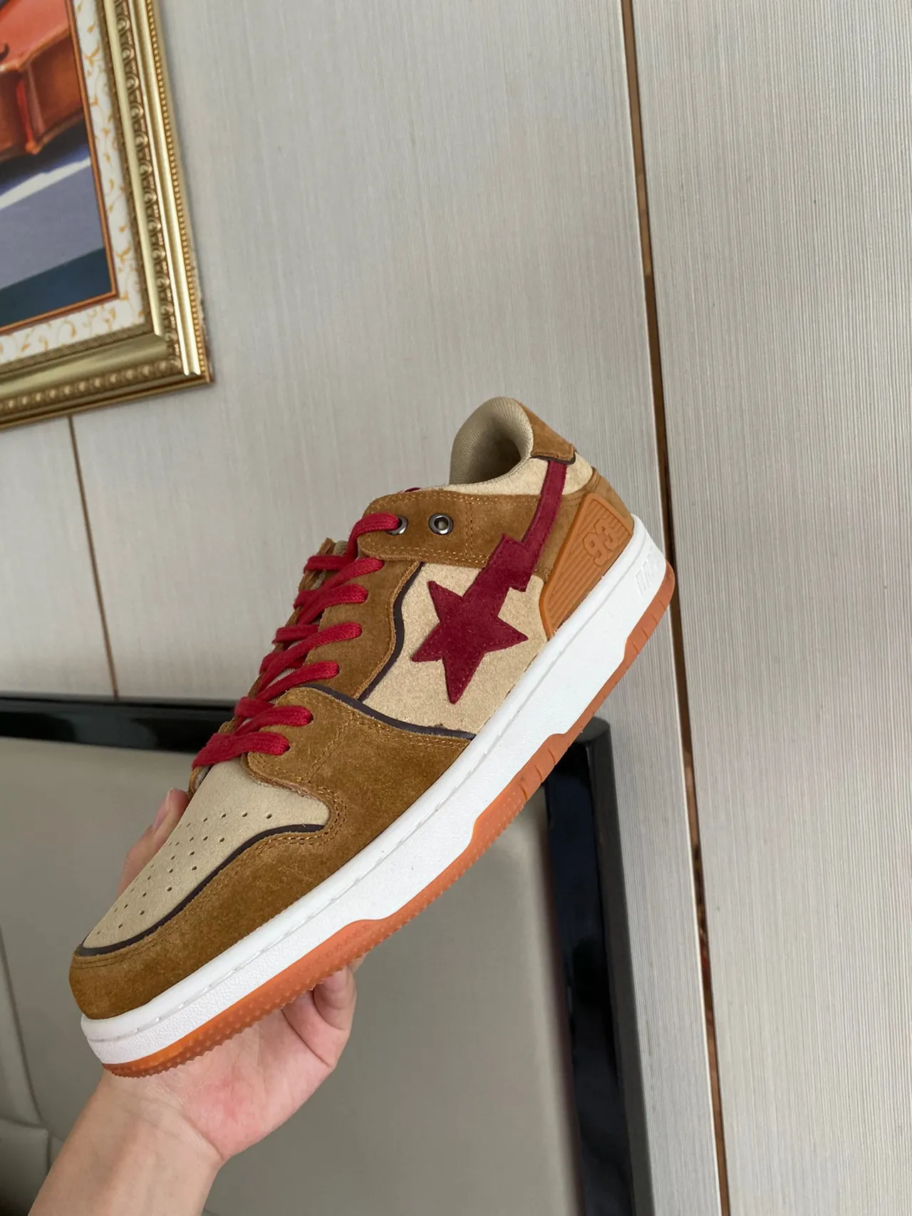 A Bathing Ape BAPE STA Tan Red Star Tênis Lifestyle 2