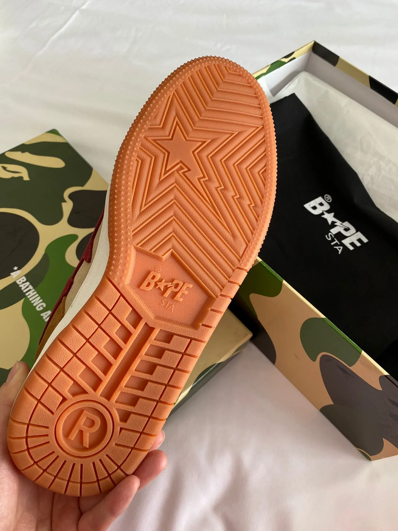 A Bathing Ape BAPE STA Tan Red Star Tênis Lifestyle 3