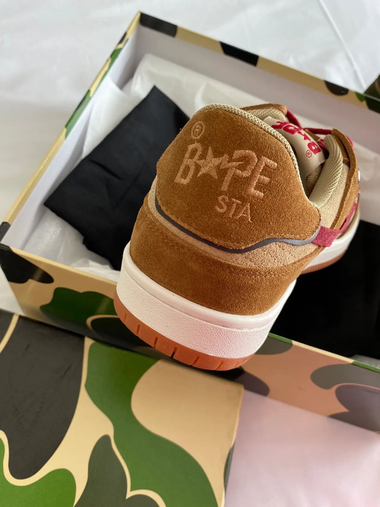 A Bathing Ape BAPE STA Tan Red Star Tênis Lifestyle 6
