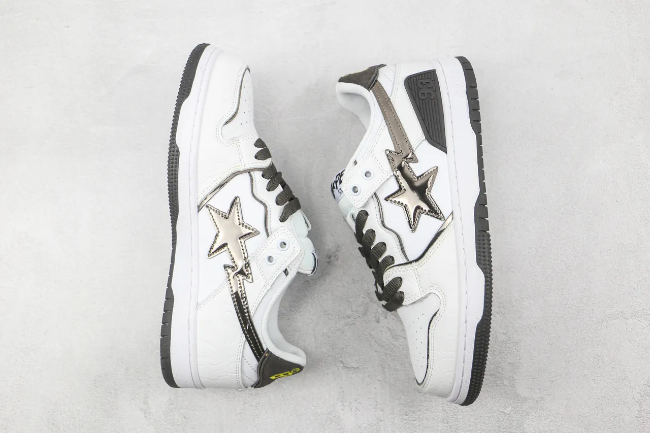 A Bathing Ape BAPE STA Zapatillas de Skateboard Blanco Negro Estrella Relámpago 2
