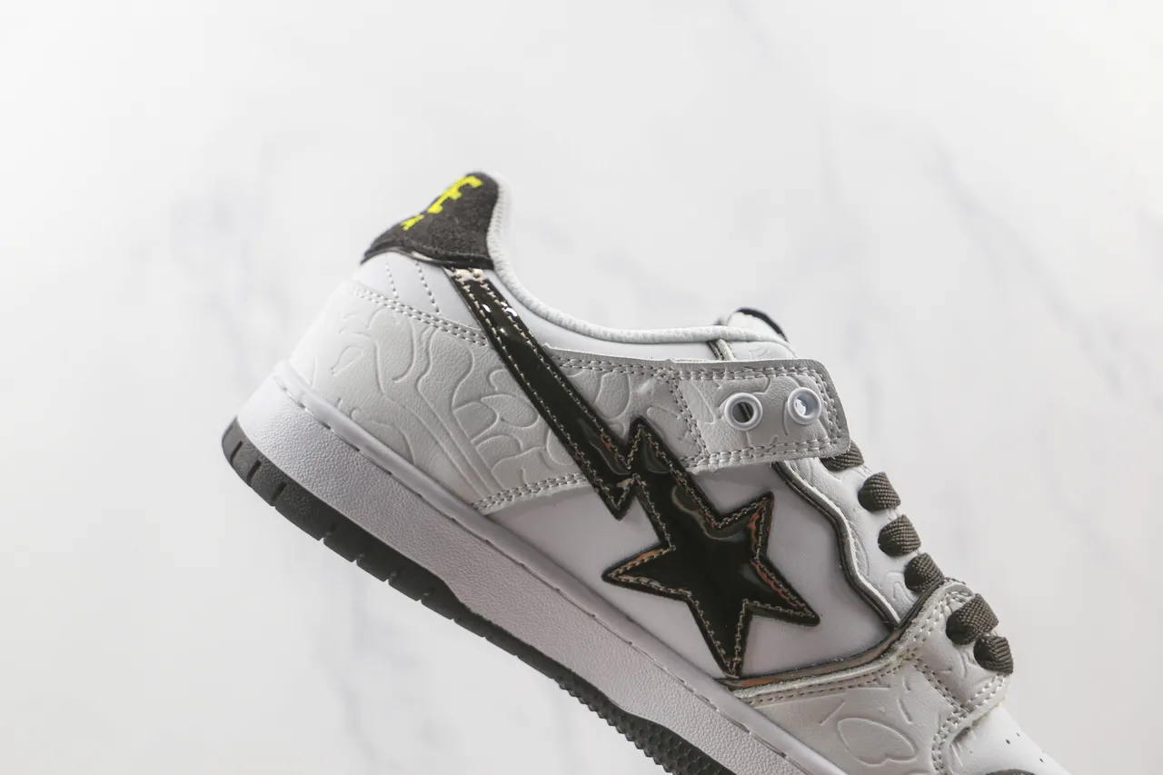 A Bathing Ape BAPE STA Zapatillas de Skateboard Blanco Negro Estrella Relámpago 5