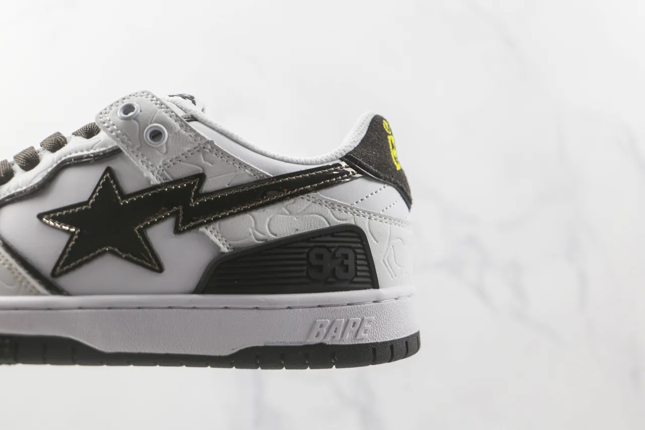 A Bathing Ape BAPE STA Zapatillas de Skateboard Blanco Negro Estrella Relámpago 7