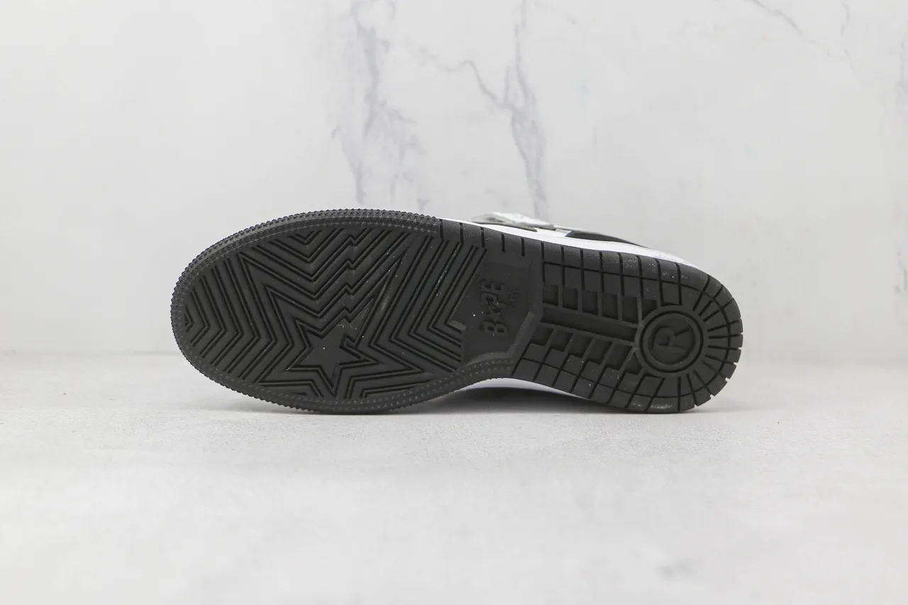 A Bathing Ape BAPE STA Zapatillas de Skateboard Blanco Negro Estrella Relámpago 8