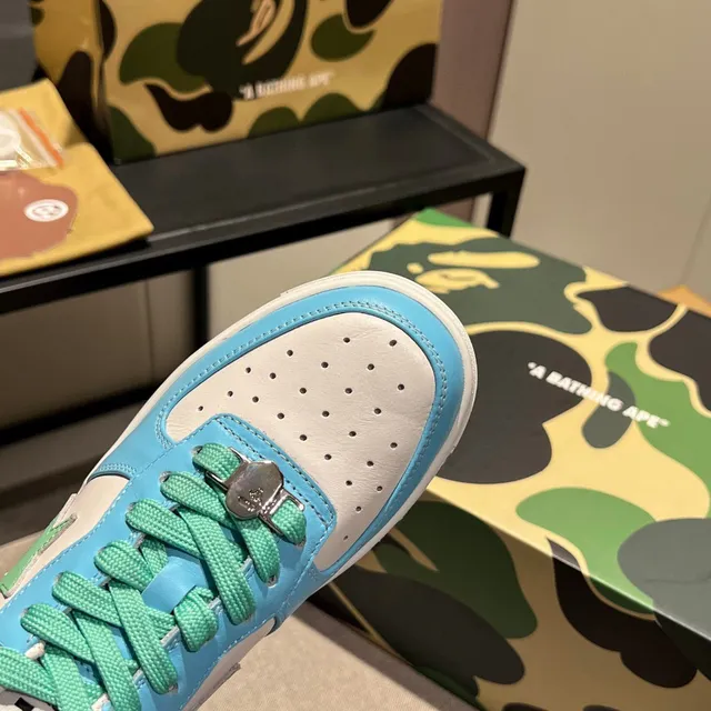 A Bathing Ape Blue Green Low-Top Star-Logo Side Panel Lifestyle Sneakers 4