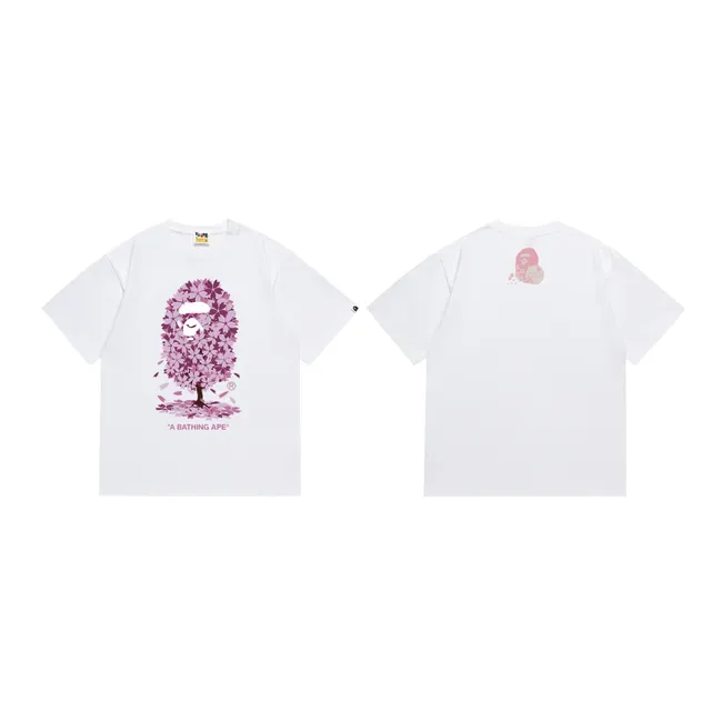 Camiseta negra A Bathing Ape con gráfico de mono flor de cerezo 4