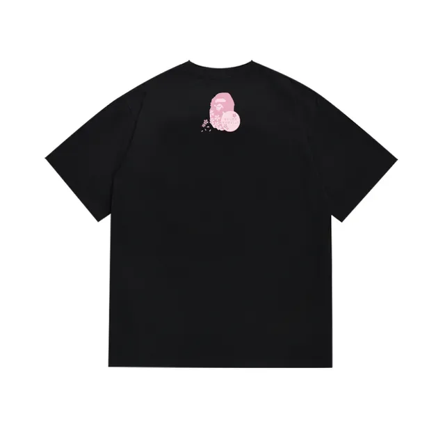 Camiseta negra A Bathing Ape con gráfico de mono flor de cerezo 5