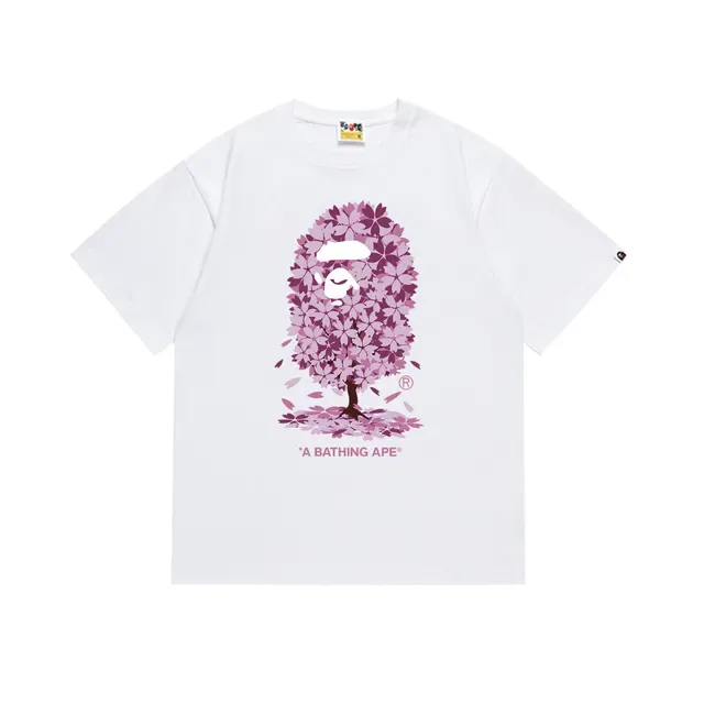 Camiseta negra A Bathing Ape con gráfico de mono flor de cerezo 7