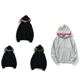 A Bathing Ape Shark Black Gray Full-Zip Hoodie