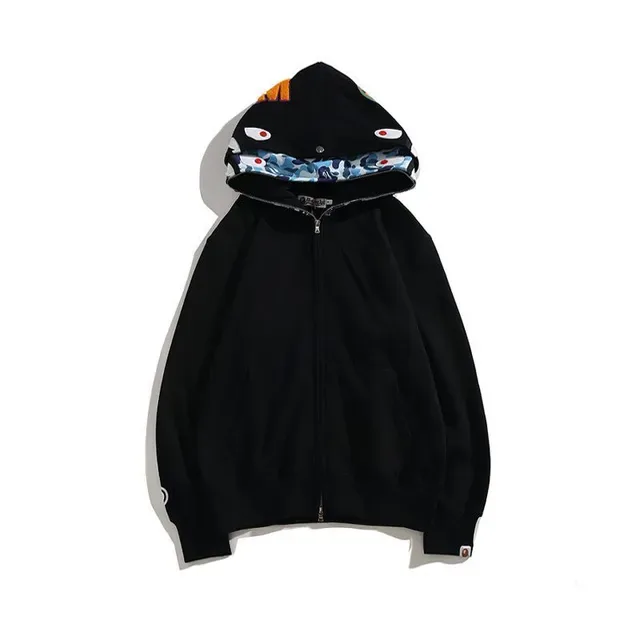 A Bathing Ape Shark काला भूरा फुल जिप हूडी 4