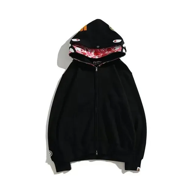 A Bathing Ape Shark काला भूरा फुल जिप हूडी 5
