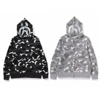 A Bathing Ape Shark Black White Full-Zip Hood Hoodie