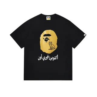 تيشيرت A Bathing Ape x OVO بطبعة رأس قرد وبومة ذهبية