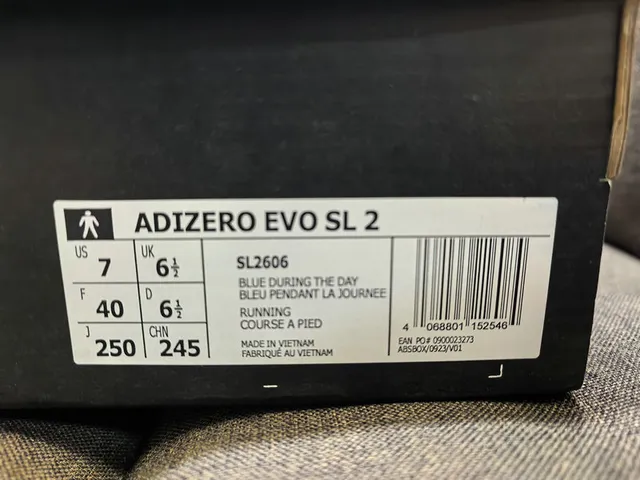 Adidas Adizero Evo SL 2 Blanc Noir Chaussures de course 22