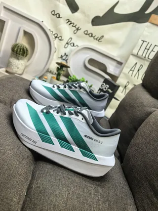 Adidas Adizero Evo SL 2 Blanco Verde Gris zapatos de correr 7