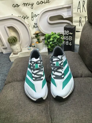 Adidas Adizero Evo SL 2 Blanco Verde Gris zapatos de correr 10