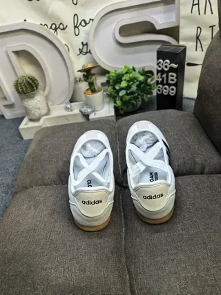 Adidas Beige White Laceless Slip-On Three-Stripe Side Panel Lifestyle Sneakers 8