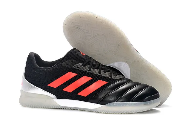 Adidas Black Orange Mesh And Synthetic Upper Three-Stripe Branding Indoor Soccer Shoes 4
