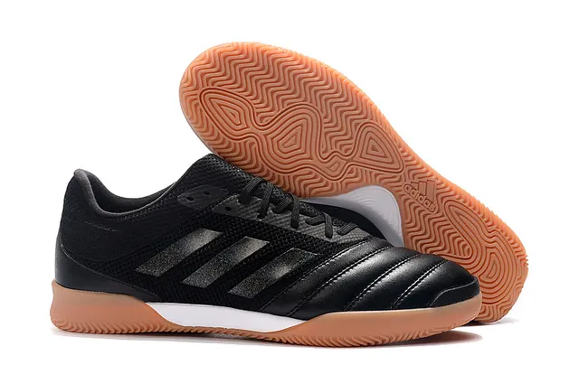 Adidas Black Orange Mesh And Synthetic Upper Three-Stripe Branding Indoor Soccer Shoes 6
