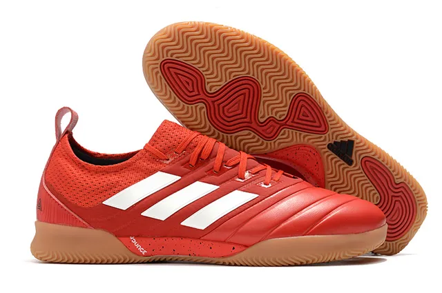 Adidas Black Orange Mesh And Synthetic Upper Three-Stripe Branding Indoor Soccer Shoes 10
