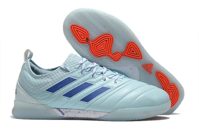 Adidas Black Orange Mesh And Synthetic Upper Three-Stripe Branding Indoor Soccer Shoes 13